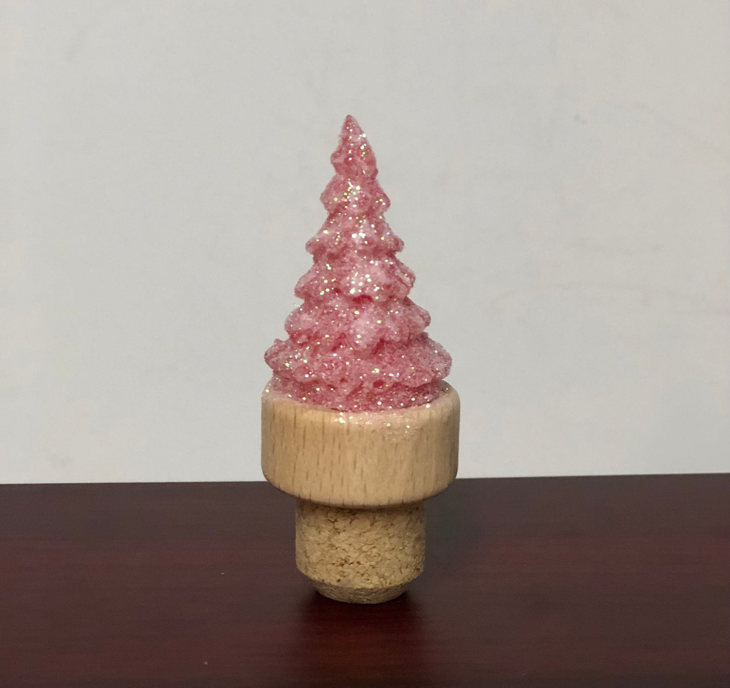 Wine Stopper Christmas Tree PINK Glitter Elegant Holiday Gift Novelty Bottle Wine Cork Birthday Stocking Stuffer Secret Santa Wine Lover