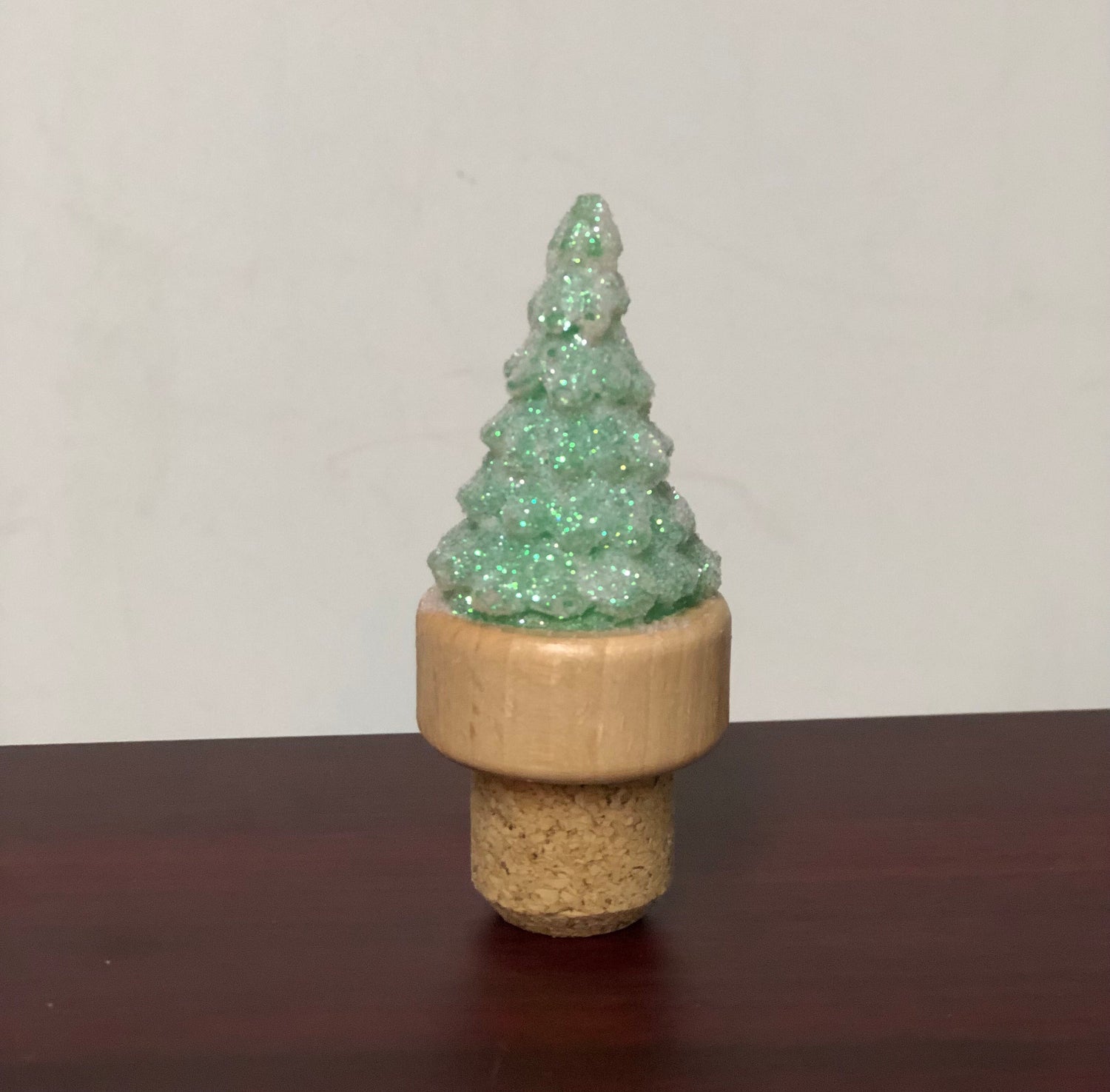 ONE Christmas Tree Wine Stopper Glittered Elegant Holiday Gift Novelty Bottle Wine Cork Birthday Stocking Stuffer Secret Santa Wine Lover