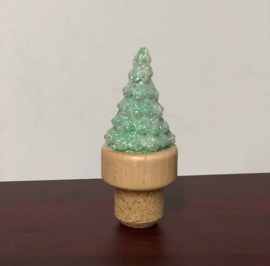 Christmas Tree Wine Stopper Glittered Elegant Holiday Gift Novelty Bottle Wine Cork Birthday Stocking Stuffer Secret Santa Wine Lover