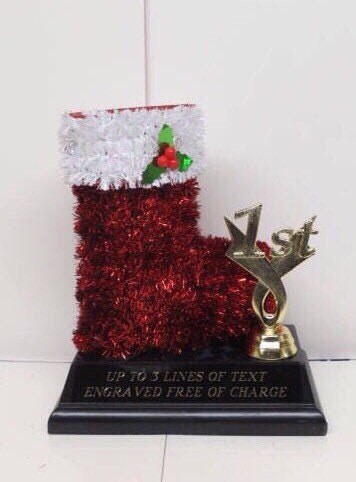 Ugliest Ugly Sweater Christmas Trophy Award Party Santa Boot Economy Trophy Holiday Christmas Cookie Bake Off Holiday Christmas Party Decor