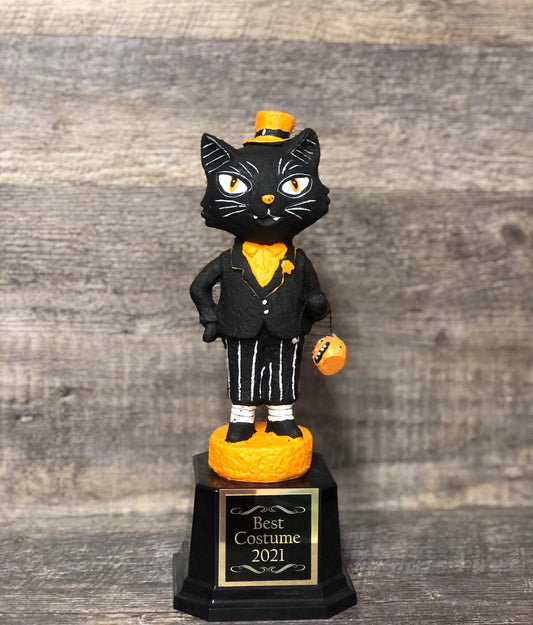 Halloween Trophy Retro Black Cat Scariest Costume Contest Pumpkin Carving Best Costume Day of the Dead Dia De Los Muertos Trunk Or Treat