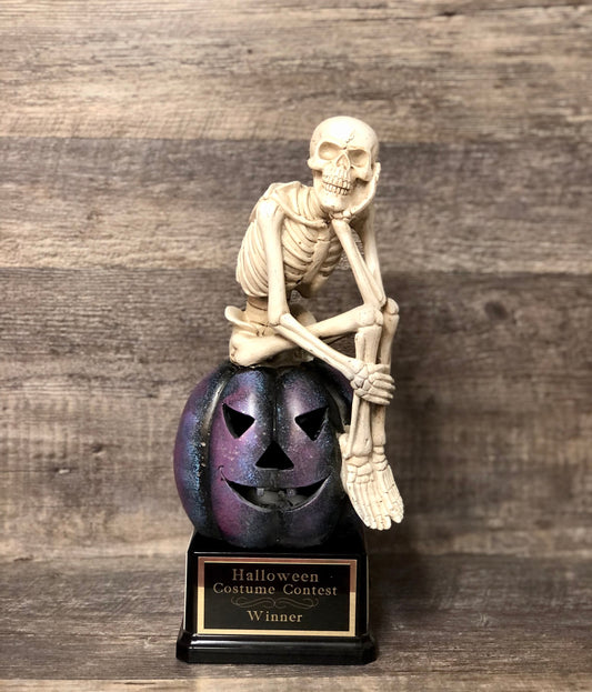 Halloween Trophy Skeleton Thinker Scariest Costume Contest Best Costume Dia De Los Muertos Skeleton Trophies Skull Vintage Halloween Decor