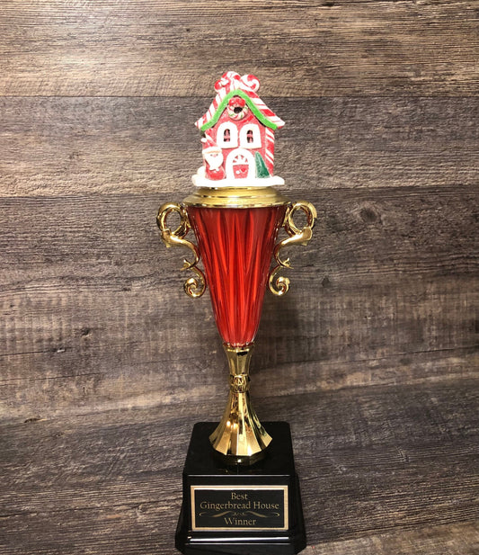 Gingerbread House Trophy Decorating Trophy Cookie Bake Off Ugly Sweater Contest Family Christmas Trophy Winner Christmas Decor Holiday Decor