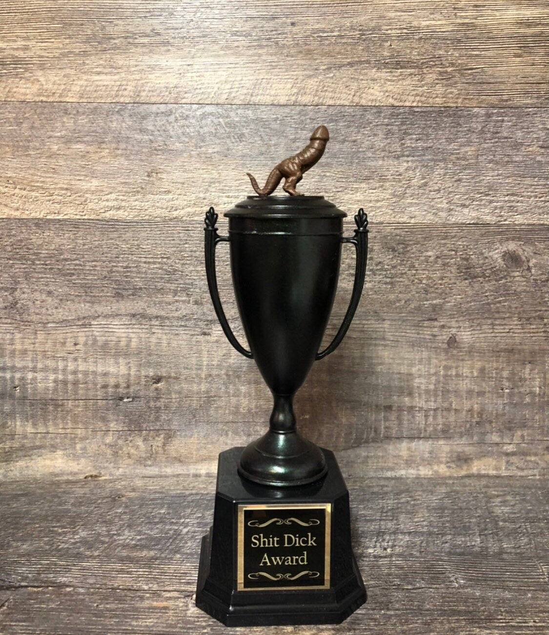 Sh!t Dick Dickasaurus Funny Trophy Iridescent Cup Award FFL Loser Award Adult Humor Gag Gift Biggest Dick Award Fantasy Football Loser Cup