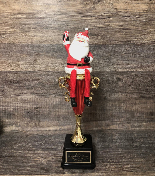 Ugly Sweater Contest Christmas Trophy Gingerbread House Cookie Bake Off Santa Family Party Award Winner Best Christmas Holiday Decor