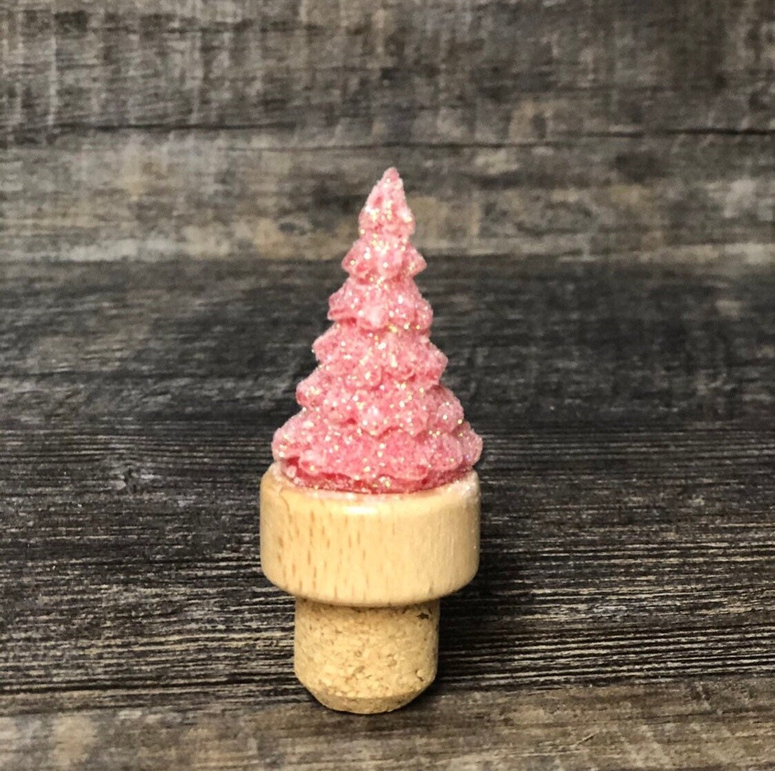 Wine Stopper Christmas Tree PINK Glitter Elegant Holiday Gift Novelty Bottle Wine Cork Birthday Stocking Stuffer Secret Santa Wine Lover