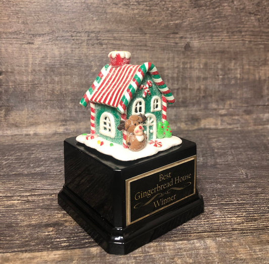 Gingerbread House Trophy Cookie Bake Off Ugly Sweater Trophy Contest Award Winner Christmas Cookie Decorating Holiday Party Reindeer Decor