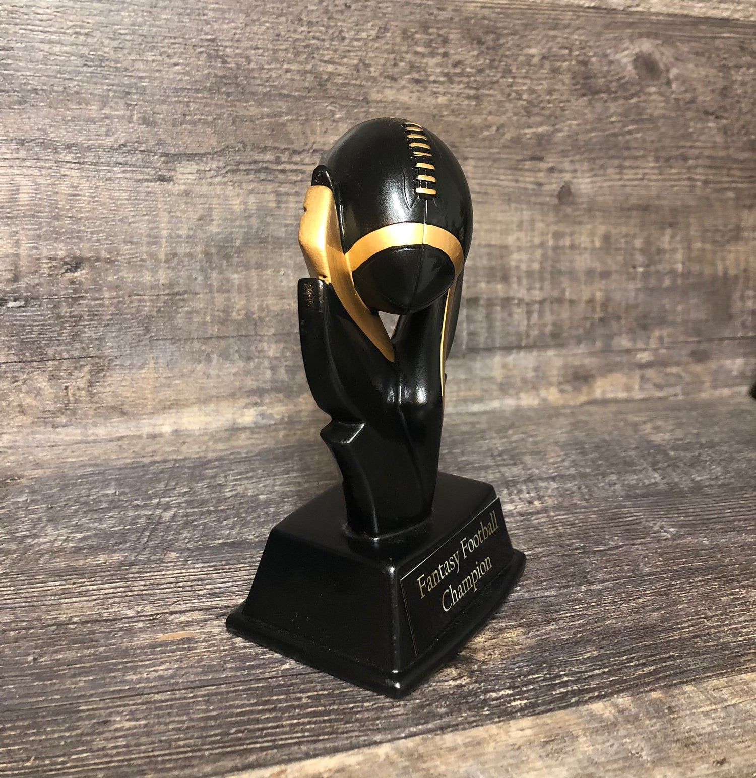 fantasy football trophy helmet Fantasy Football Trophy FFL Black & Gold Football Champion Winner Fant – Trophies With A Twist