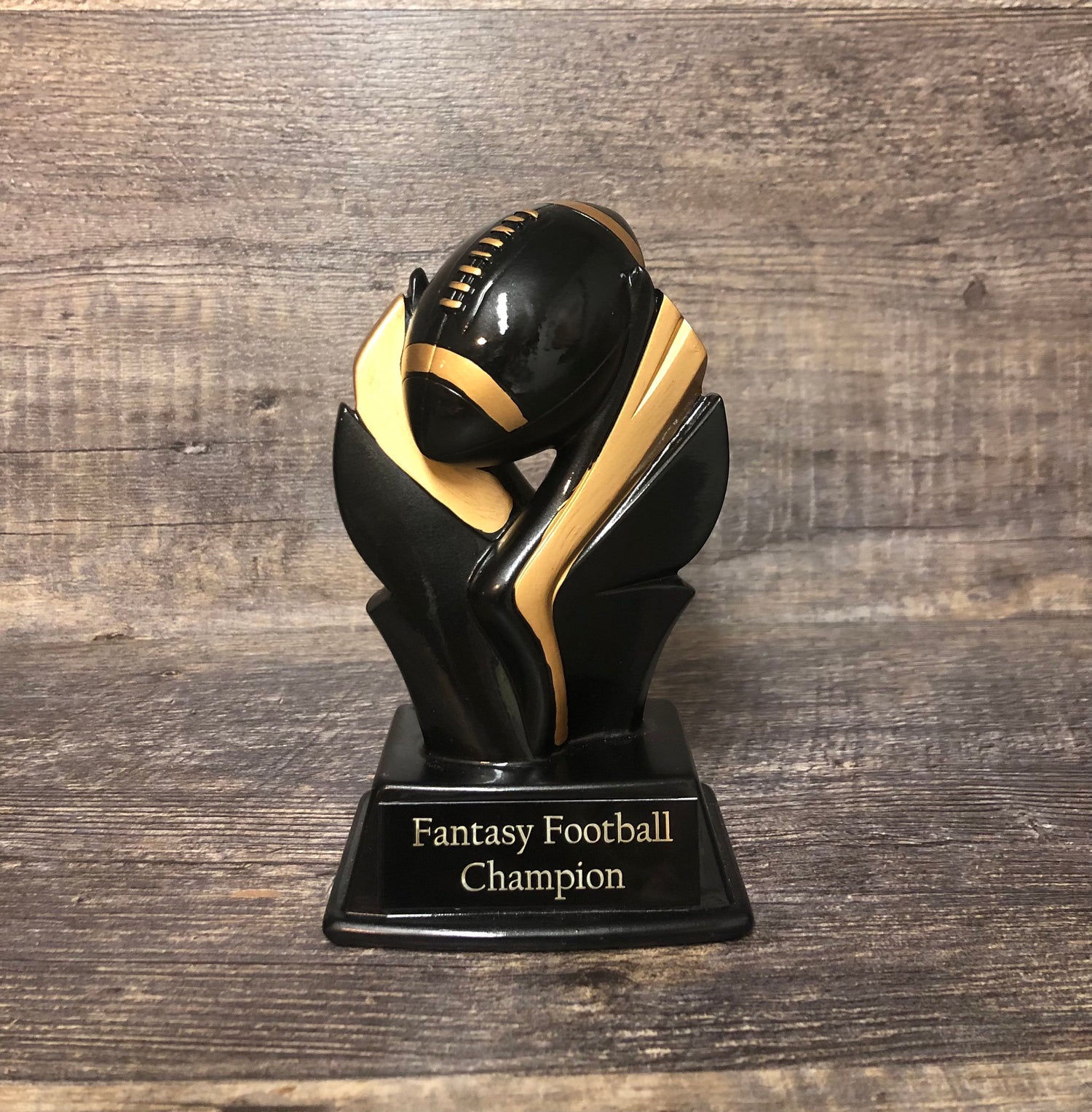 Fantasy Football Trophy FFL Black & Gold Football Champion Winner Fantasy League Custom Trophy Sports Award  Free Engraving