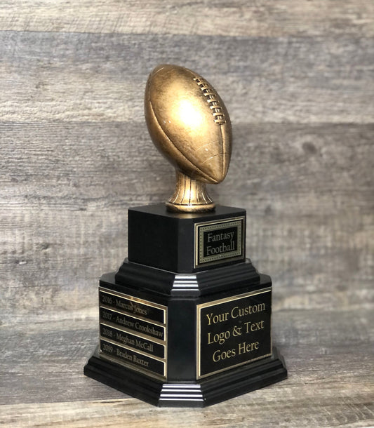 Perpetual Fantasy Football Trophy FFL Trophy Antique Gold Football Champion Trophy Fantasy Football League Trophy Sports Award Winner