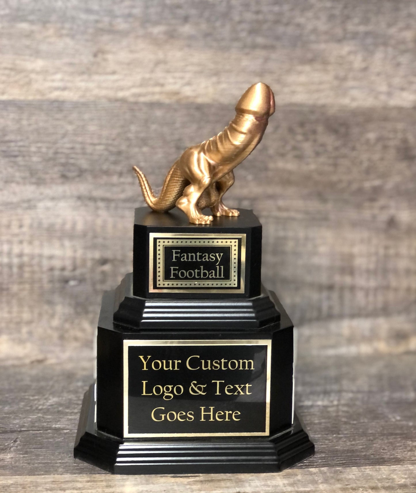 FFL Golden Dickasaurus LOSER Trophy Fantasy Football Loser Trophy Funny Award Perpetual Trophy Last Place Dinosaur Dickhead Penis Award