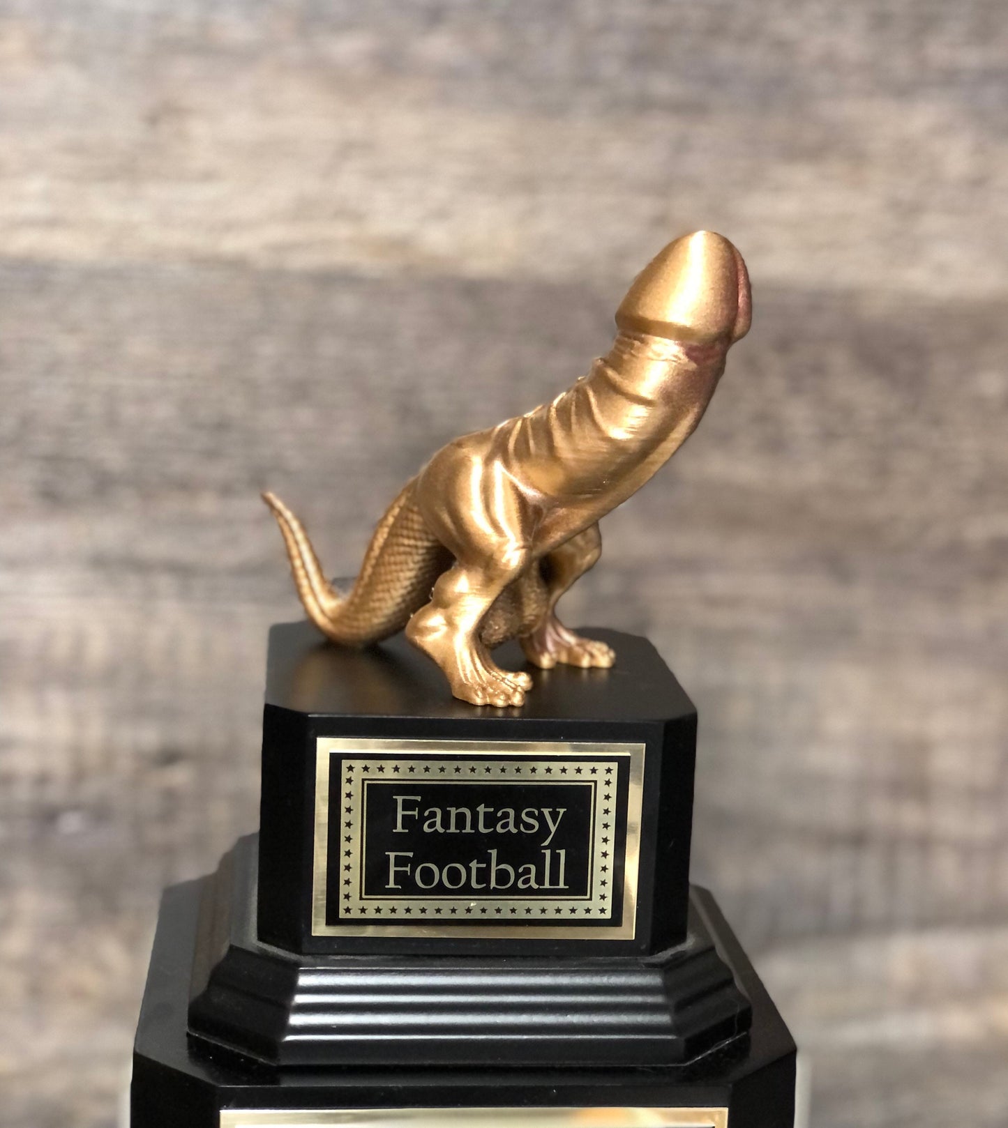 FFL Golden Dickasaurus LOSER Trophy Fantasy Football Loser Trophy Funny Award Perpetual Trophy Last Place Dinosaur Dickhead Penis Award