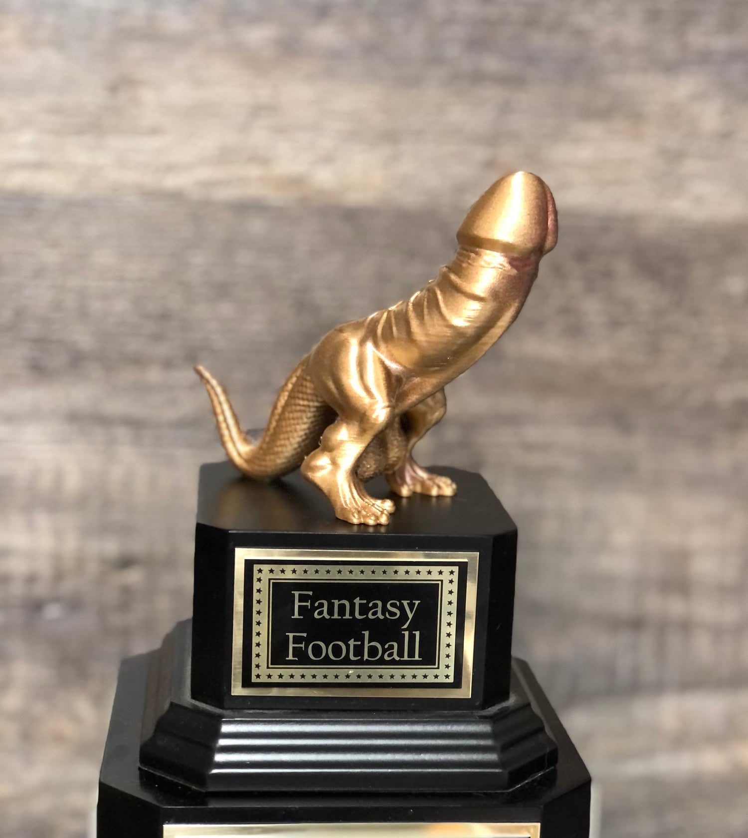 FFL Golden Dickasaurus LOSER Trophy Fantasy Football Loser Trophy Funny Award Perpetual Trophy Last Place Dickhead Penis Award