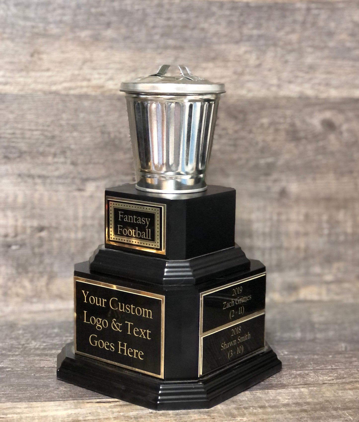 Trash Talker Perpetual Fantasy Football Loser Trophy FFL Award Galvanized Garbage Can Last Place FFL Sacko Funny Adult Humor Gag Gift