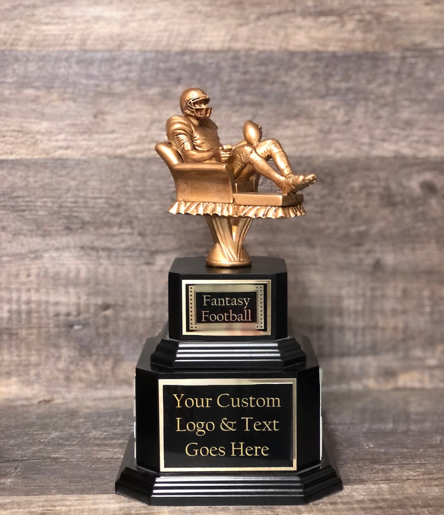 FFL Trophy Fantasy Football League Trophy Gold Armchair Quarterback Custom Personalized Perpetual 6 or 12 Year Championship Award Winner