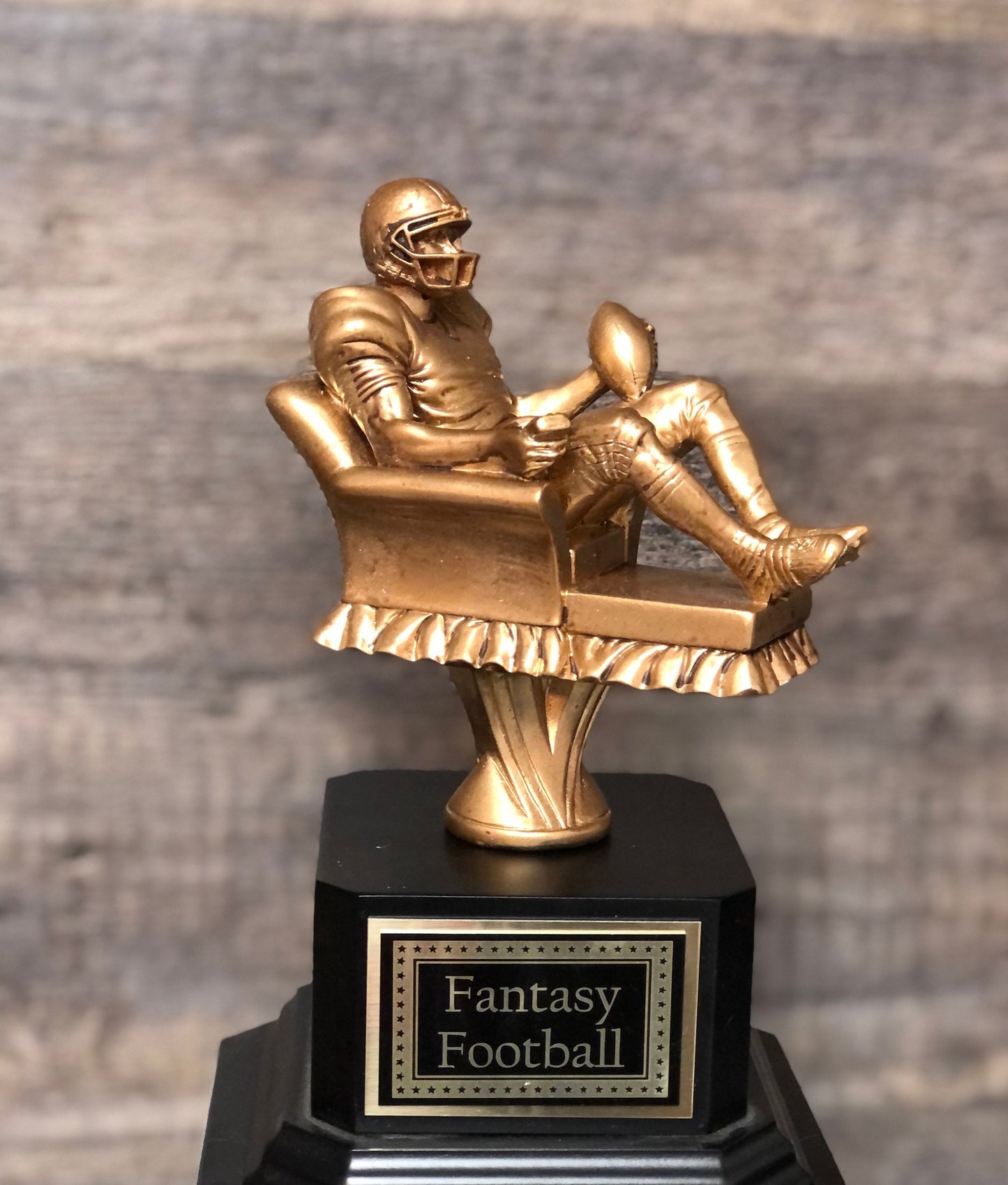 FFL Trophy Fantasy Football League Trophy Gold Armchair Quarterback Custom Personalized Perpetual 6 or 12 Year Championship Award Winner