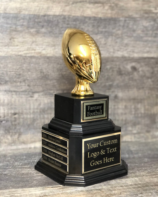 Fantasy Football League Perpetual Trophy FFL Trophy 12" Shiny Gold Football Champion Trophy Football League Sports Award Winner