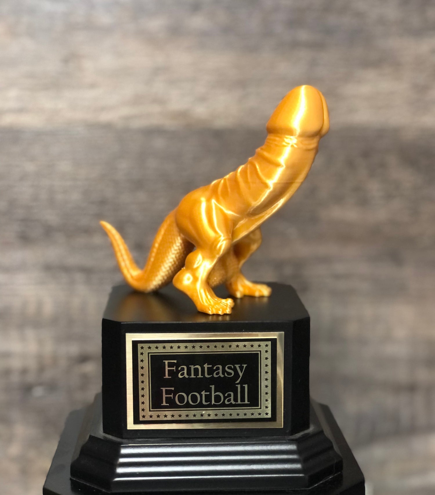 FFL Golden Dickasaurus LOSER Trophy Mature Fantasy Football Loser Funny Award Perpetual Trophy Last Place Dinosaur Dickhead Penis Award
