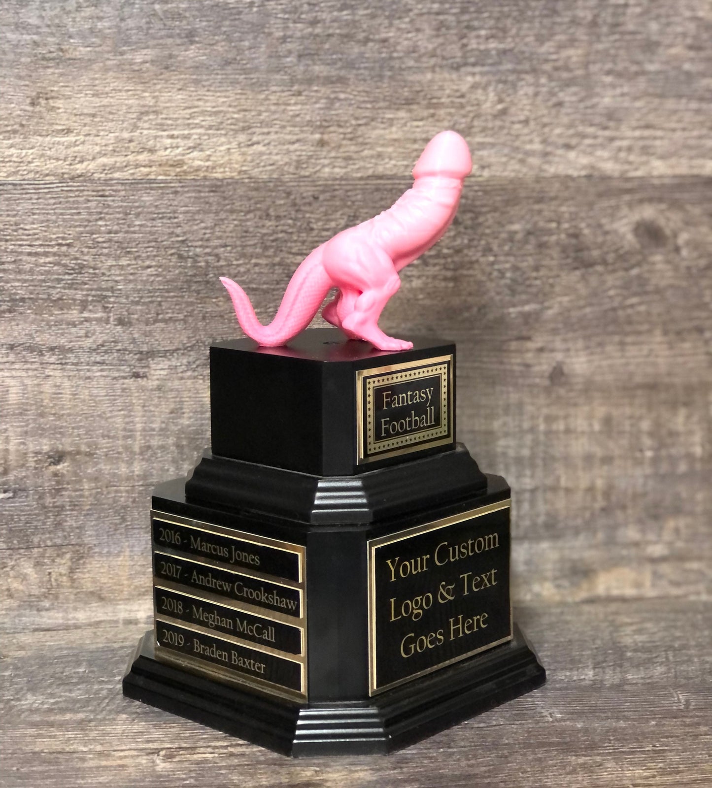 Girls Fantasy Football Dickasaurus LOSER Trophy FFL Loser Sacko Award Funny Trophy Award Perpetual Trophy Last Place Dinosaur Penis Award