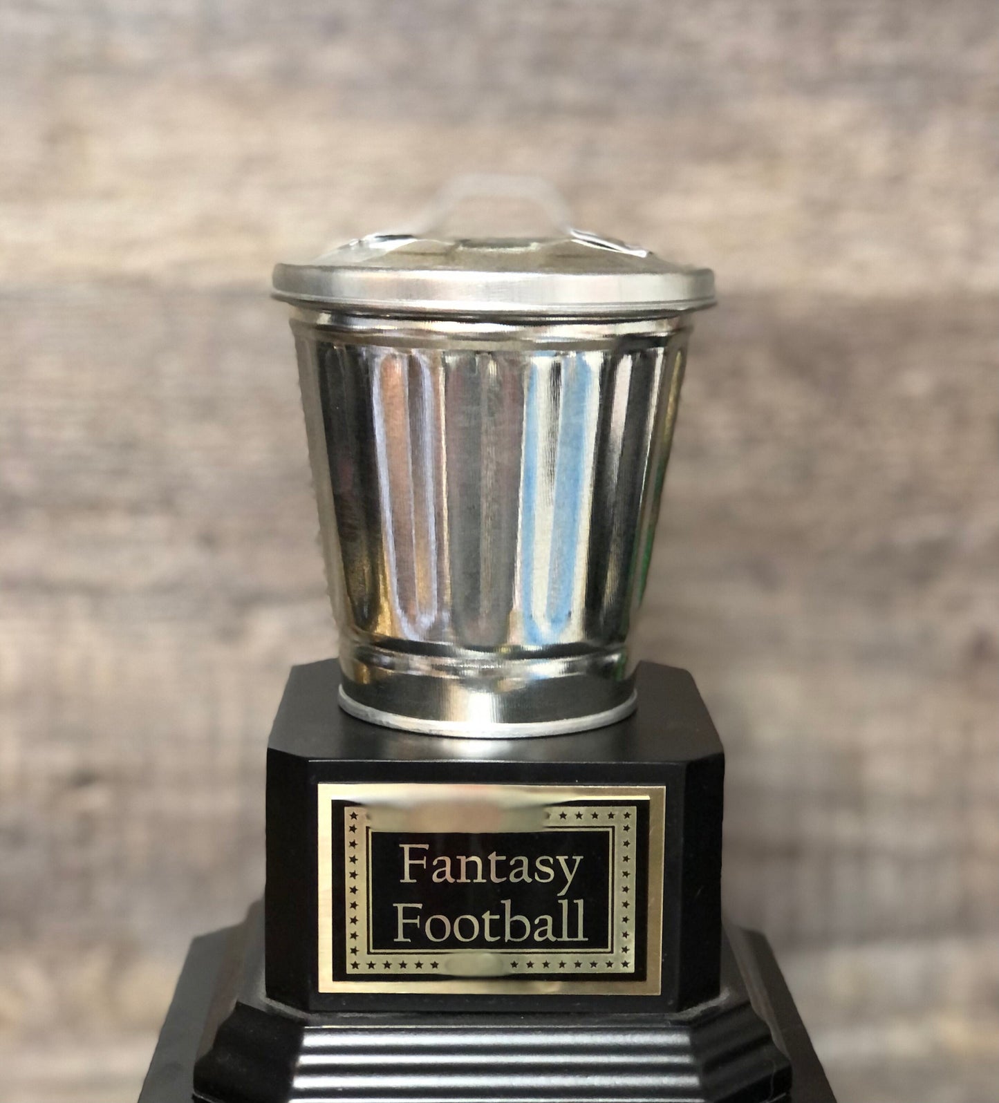 Trash Talker Perpetual Fantasy Football Loser Trophy FFL Award Galvanized Garbage Can Last Place FFL Sacko Funny Adult Humor Gag Gift