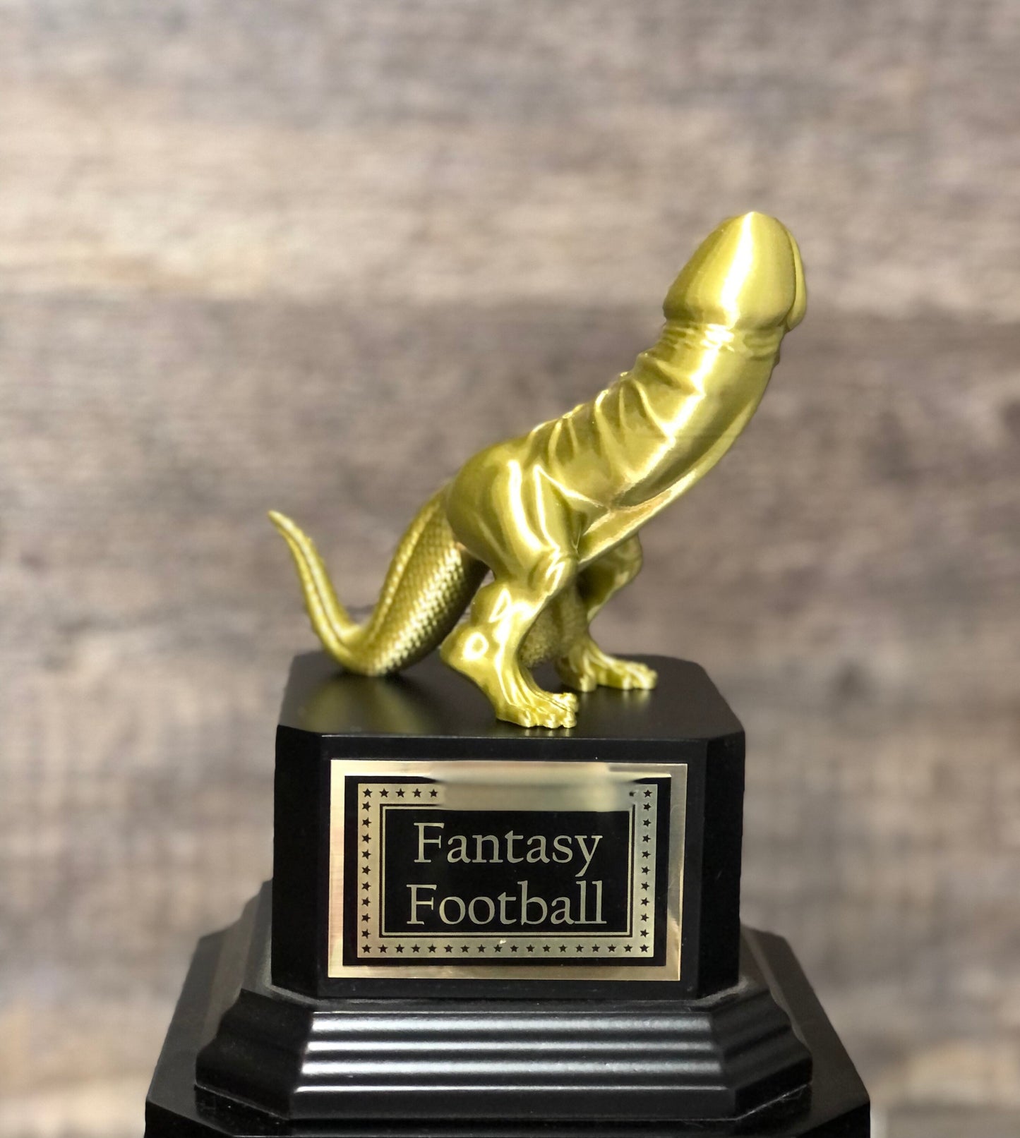 FFL Golden Dickasaurus LOSER Trophy Fantasy Football Loser Trophy Funny Award Perpetual Trophy Last Place Dinosaur Dickhead Penis Award