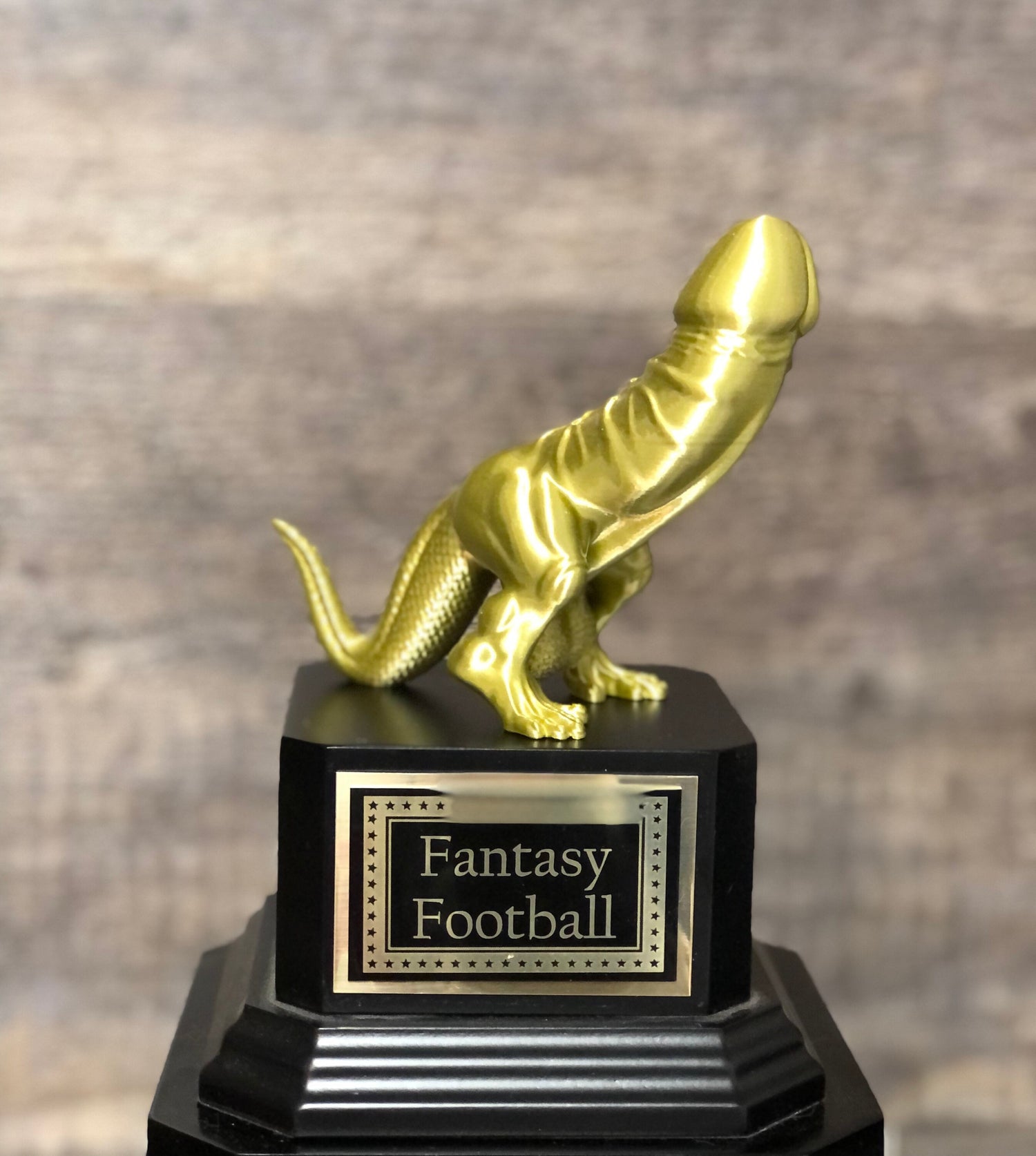 FFL Golden Dickasaurus LOSER Trophy Fantasy Football Loser Trophy Funny Award Perpetual Trophy Last Place Dinosaur Dickhead Penis Award