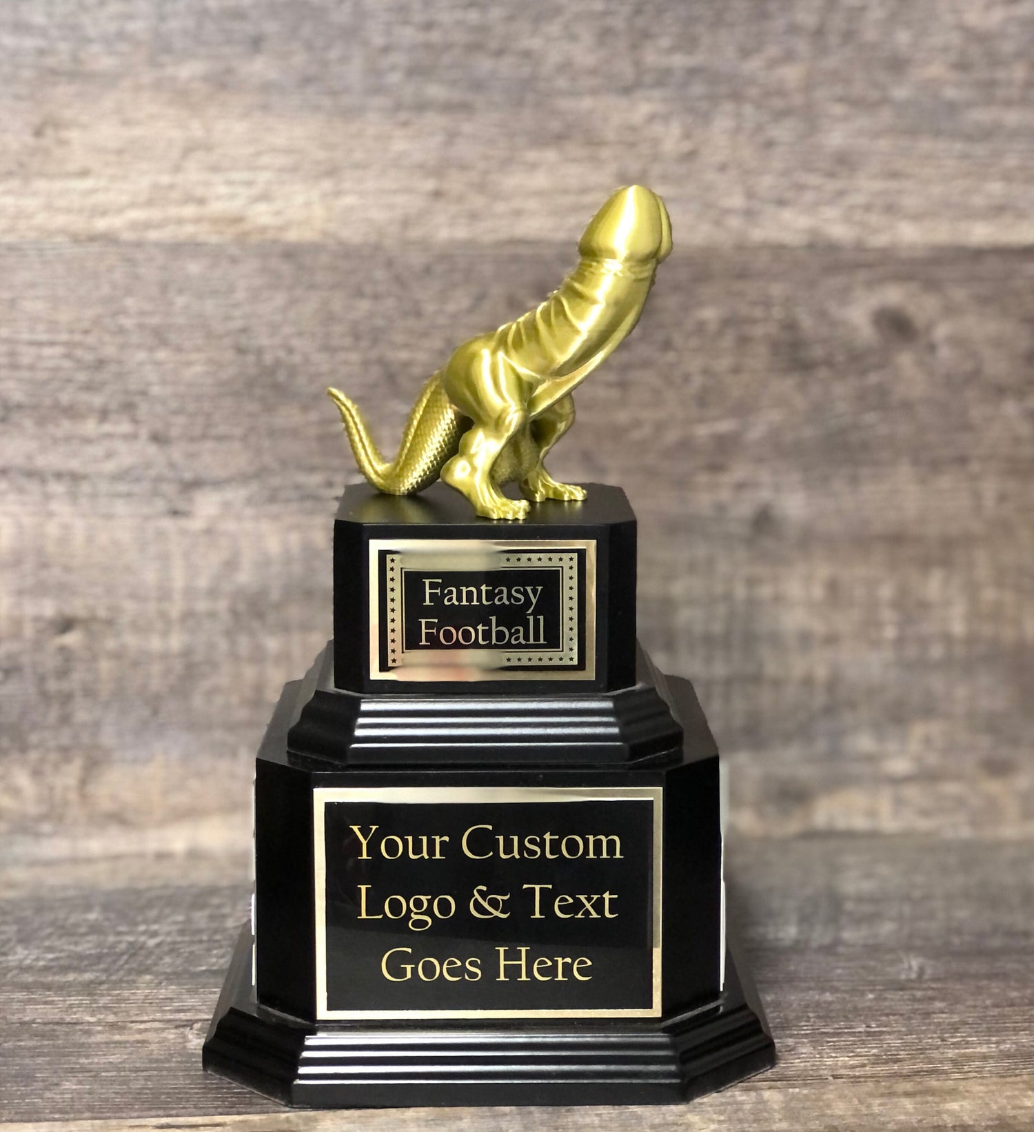 FFL Golden Dickasaurus LOSER Trophy Fantasy Football Loser Trophy Funny Award Perpetual Trophy Last Place Dinosaur Dickhead Penis Award
