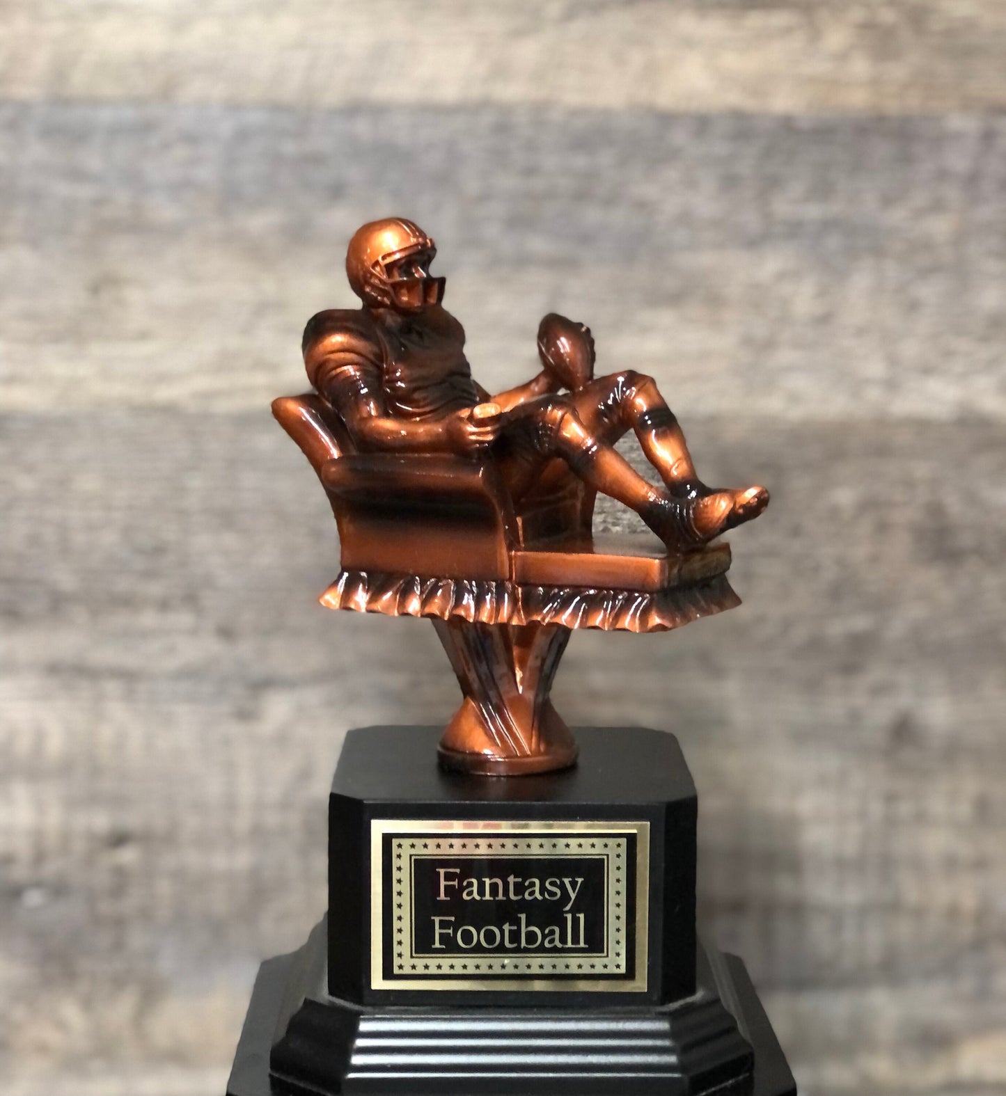 FFL Trophy Fantasy Football League Trophy Gold Armchair Quarterback Custom Personalized Perpetual 6 or 12 Year Championship Award Winner