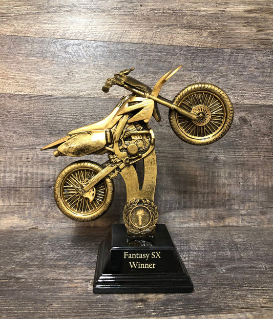 Motorcycle Trophy Fantasy MX SX Trophy 11" Racing Trophy Mechanic Award Winner Best In Show Best Race Time Award Participant Trophy