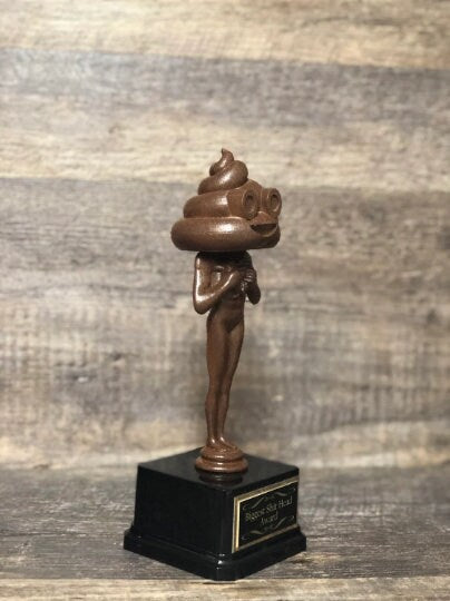 Fantasy Football Loser Funny Trophy Shit Head or Poop Head Award Full Of Shit LOSER Trophy FFL Last Place Fantasy Party Pooper Funny Award