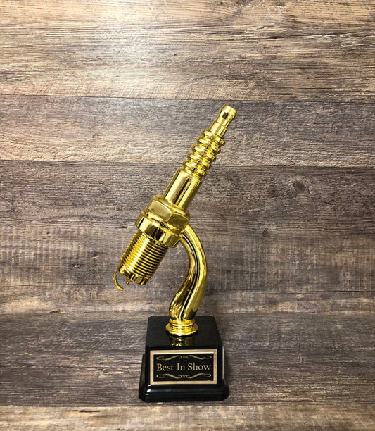 Racing Trophy Car Show Trophy Spark Plug 12" Plastic Gold Spark Plug Award Winner Best In Show Best Hot Rod Antique Car Show Participant