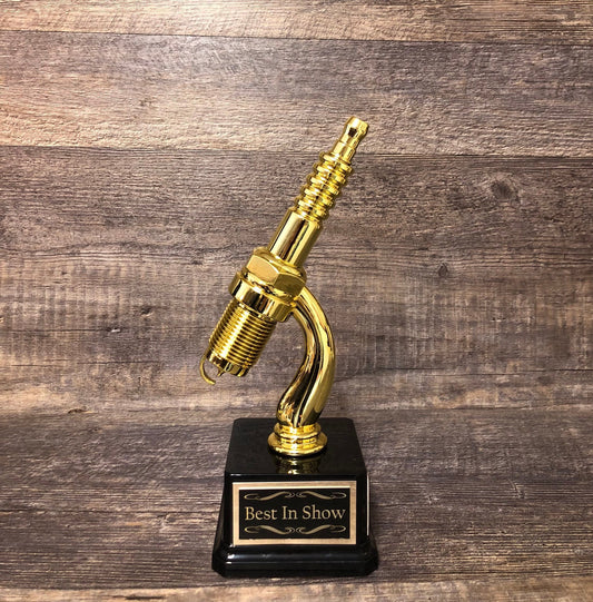 Racing Trophy Car Show Trophy Spark Plug 10" Plastic Gold Spark Plug Award Winner Best In Show Best Hot Rod Antique Car Show Participant