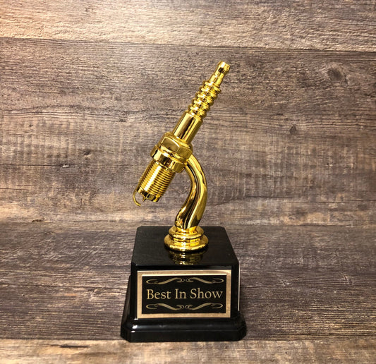 Car Show Trophy Spark Plug Hot Rod 8" Racing Trophy Plastic Gold Spark Plug Award Best In Show Best Antique Classic Car Show Participant