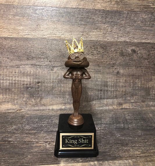 Funny Trophy King Shit Head or Poop Head Award Full Of Shit Fantasy Football League LOSER Trophy FFL Last Place Fantasy Party Pooper Award