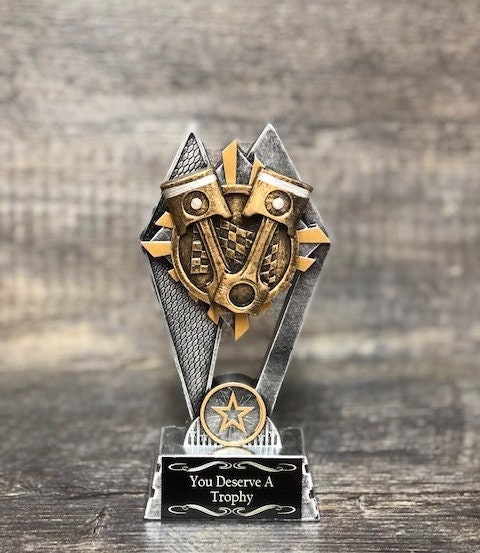 Racing Trophy Car Show Trophy 7" Rods & Pistons Hot Rod Silver Piston Award Winner Best In Show Best Classic Car Best Mechanic's Trophy