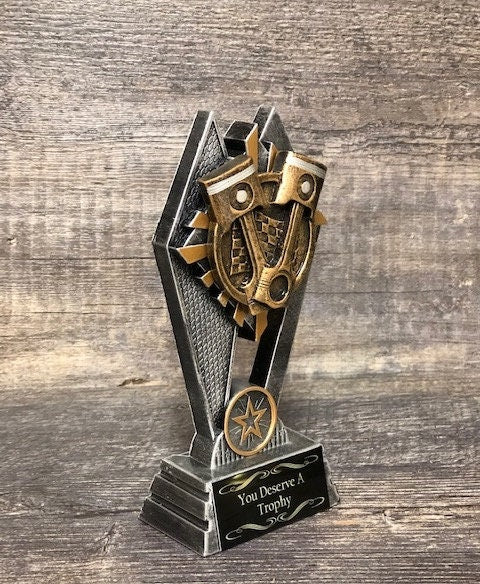 Motorcycle MX Trophy 7" Rods & Pistons Racing Trophy Piston Mechanic Award Winner Best In Show Best Race Time Award Participant Trophy