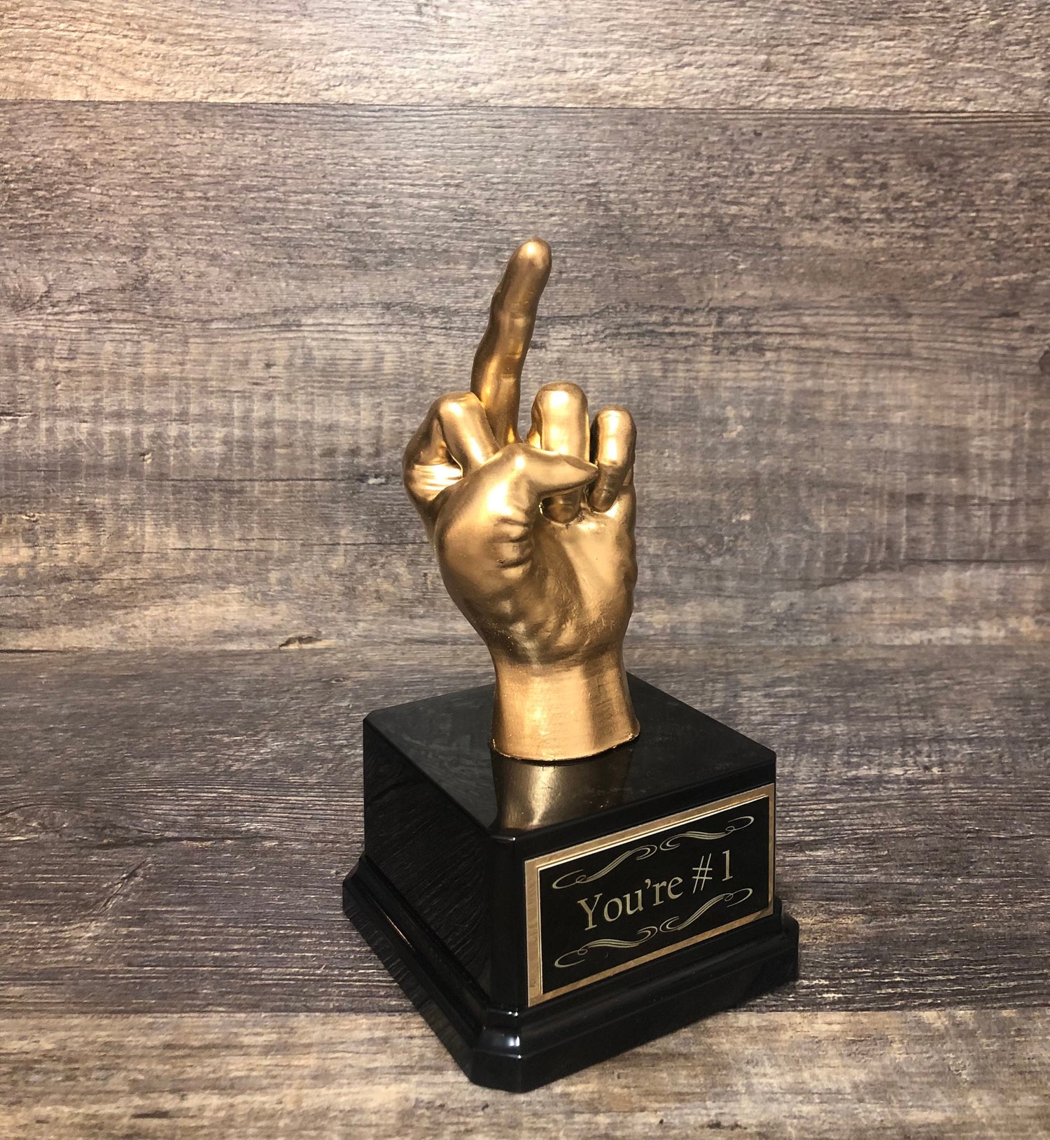 Funny Trophy You're #1 Middle Finger Gag Gift Adult Humor Retirement Gift Funny Achievement Award Flipping You The Bird One Finger Two Words