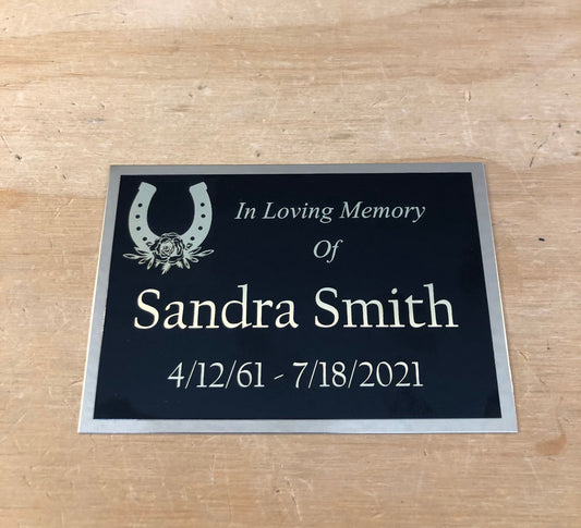 Memorial Urn Plaque Memorial Urn Plaque Custom Engraved Name Plate Cremation Urn HORSE EQUESTRIAN HORSESHOE In Loving Memory of Urn Plate