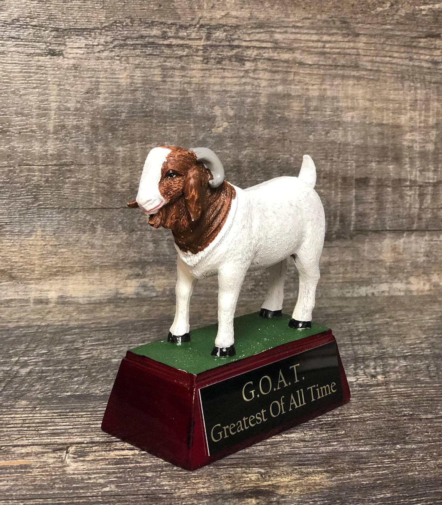 Fantasy Football Trophy Funny GOAT Greatest of All Time Award Bragging Rights Best Stats Top Score Achievement Award Personalize Winner