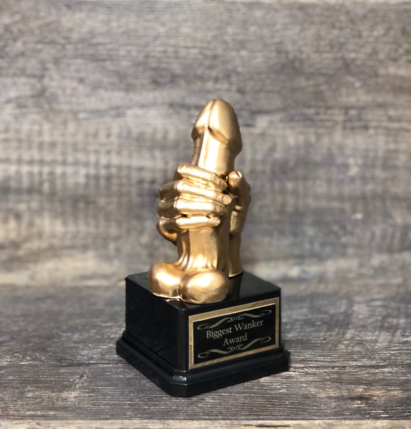 Inappropriate Trophy WANKER Award Funny Penis Loser Last Place Trophy You've Got Balls Adult Humor Gag Gift Golden Testicle Birthday Gift