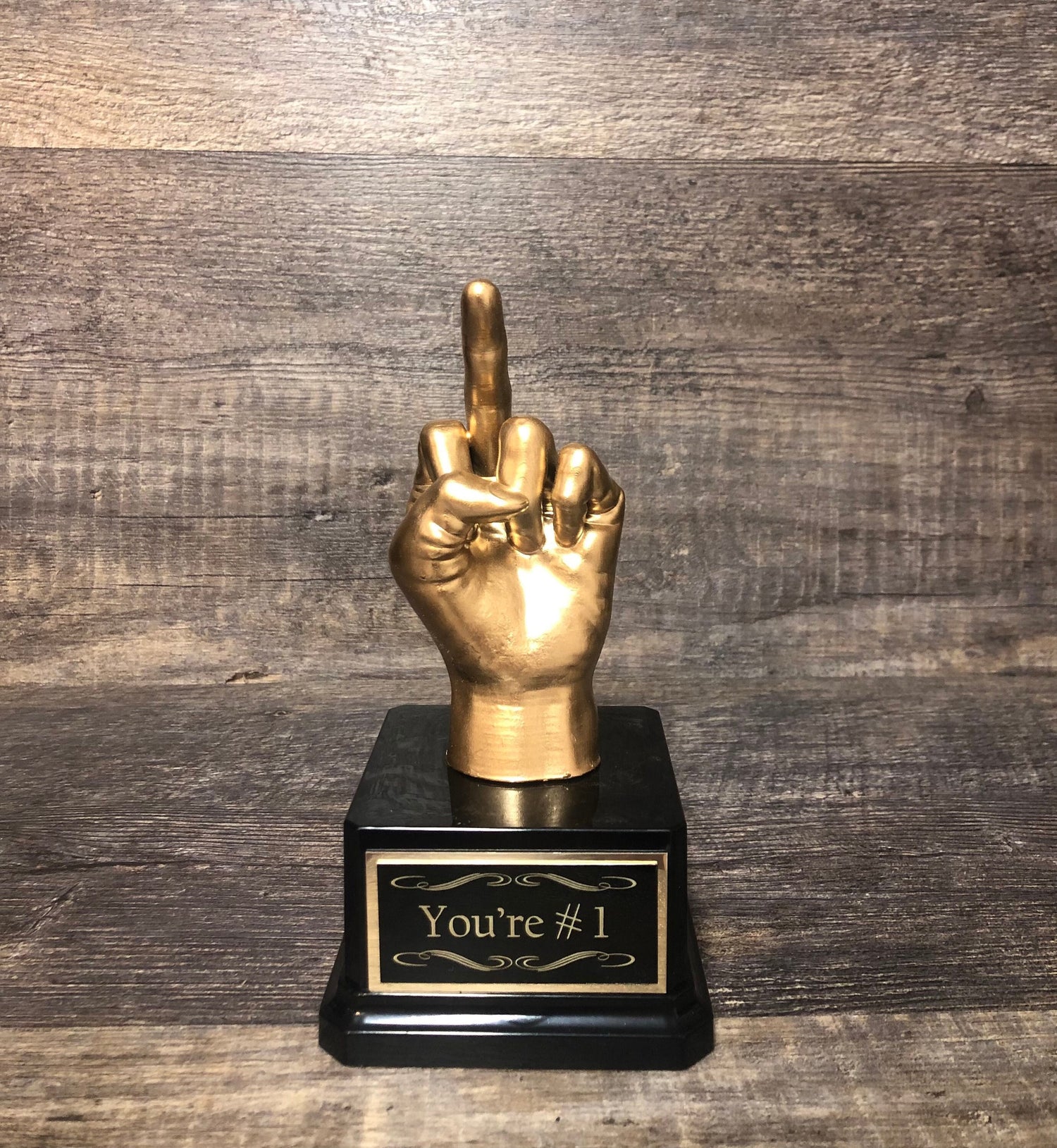 Funny Trophy You're #1 Middle Finger Gag Gift Adult Humor Retirement Gift Funny Achievement Award Flipping You The Bird One Finger Two Words