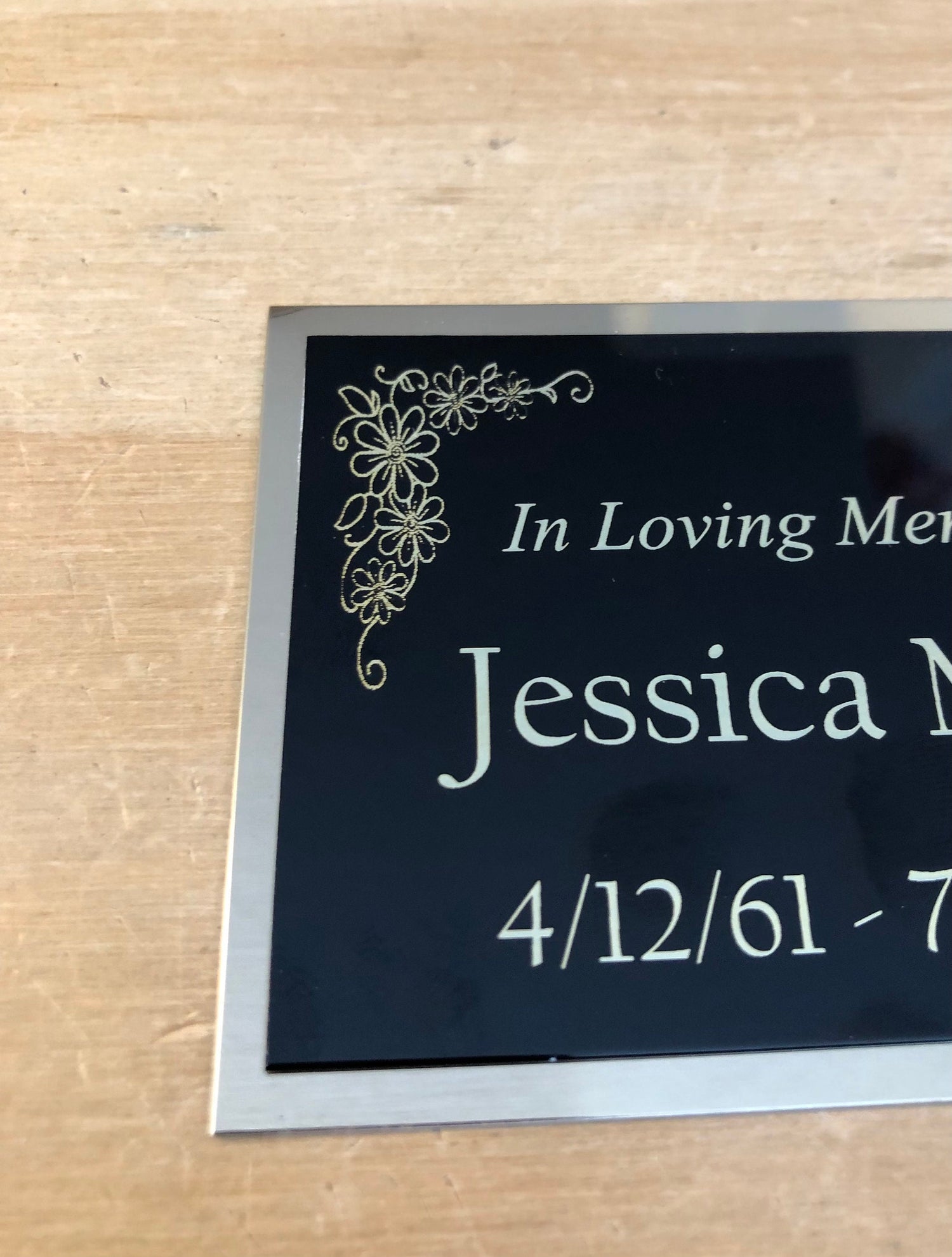 Memorial Urn Plaque Custom Engraved Urn Plaque In Loving Memory Of Name Plate Cremation Urn FLORAL BOARDER Engraved Urn Name Plate