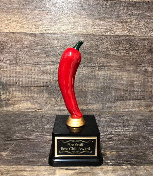 Chili Cook Off Trophy Chili Competition Champion Hot Stuff Custom Engraved Award Red Hot Pepper Hottest Chili