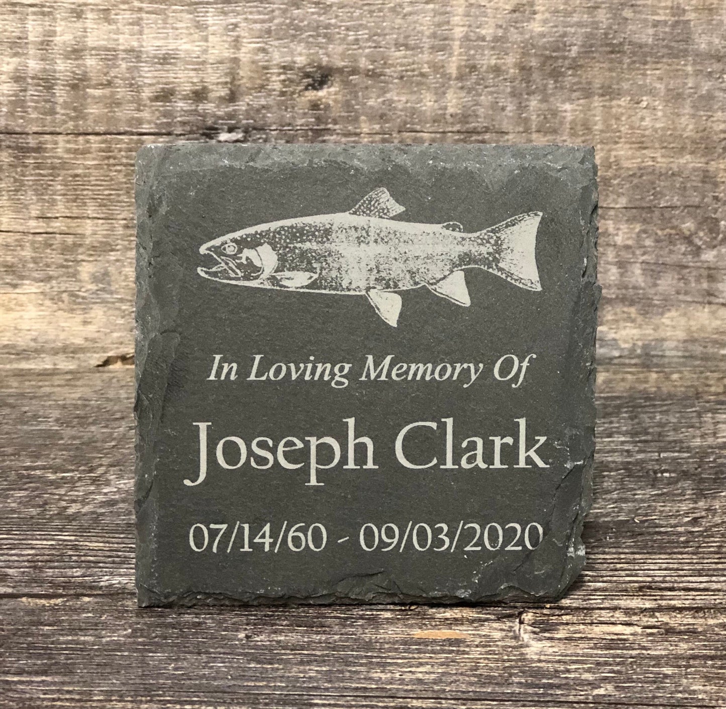 Memorial Stone Memory Stone Slate Remembrance Custom Engraved FISHING Garden Memorial Stone Plaque In Loving Memory of Engraved Name Plate