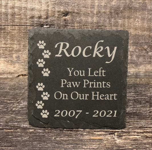 Pet Memorial Stone Pet Memory Stone Dog Cat Loss Gift Remembrance Stone Memorial Plaque Slate Grave Marker Personalized Custom Engraved