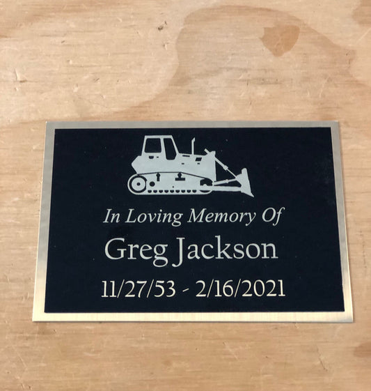 Custom Engraved Name Plate Cremation Urn BULLDOZER / CONSTRUCTION Memorial Urn Tag Plaque In Loving Memory of Engraved Urn Name Plate