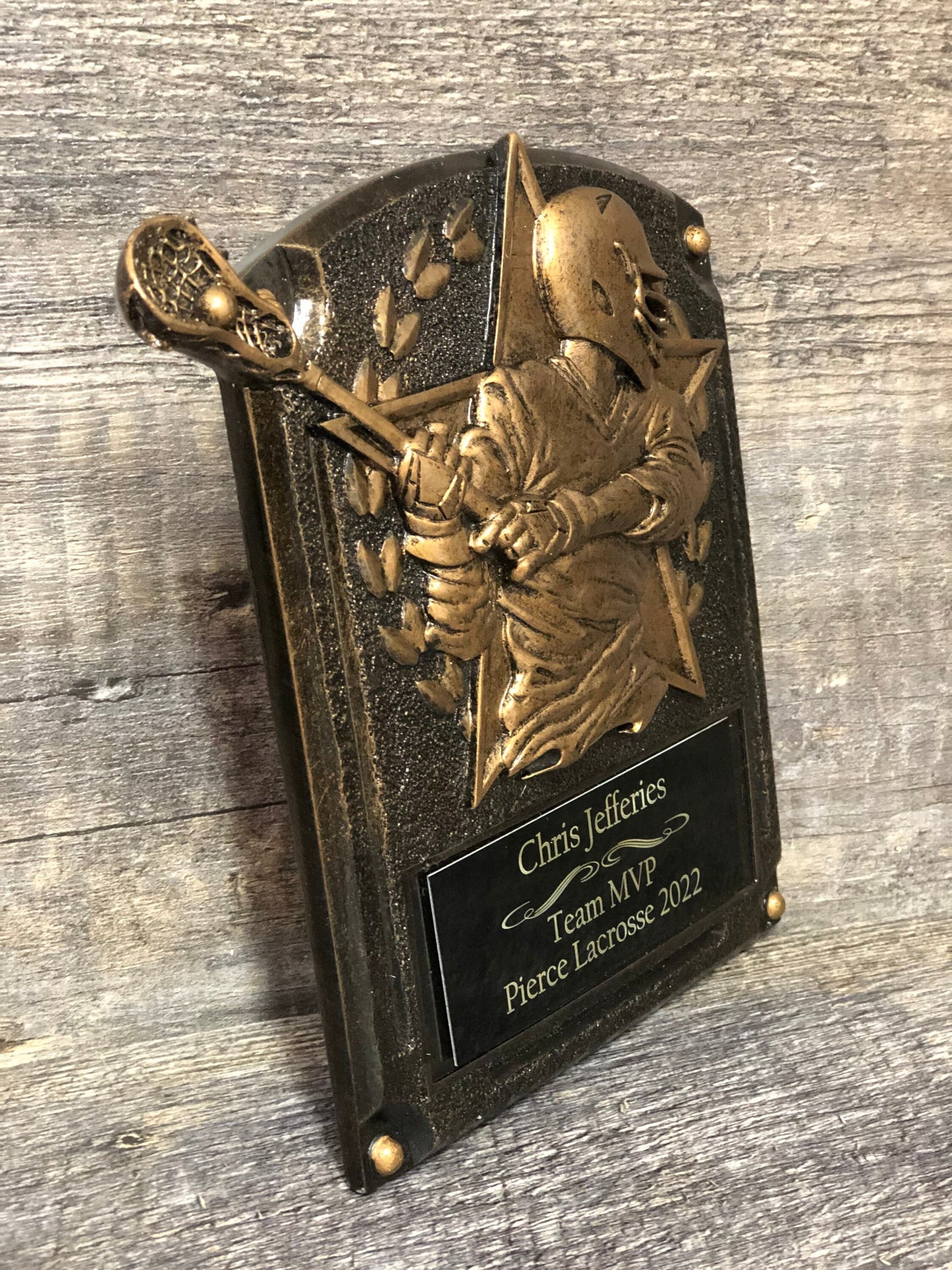 Lacrosse Trophy LAX MVP Award Sports Award Plaque 8 x 6 Lax Champion Custom Engraved Team Participation Award Personalized Free Engraving