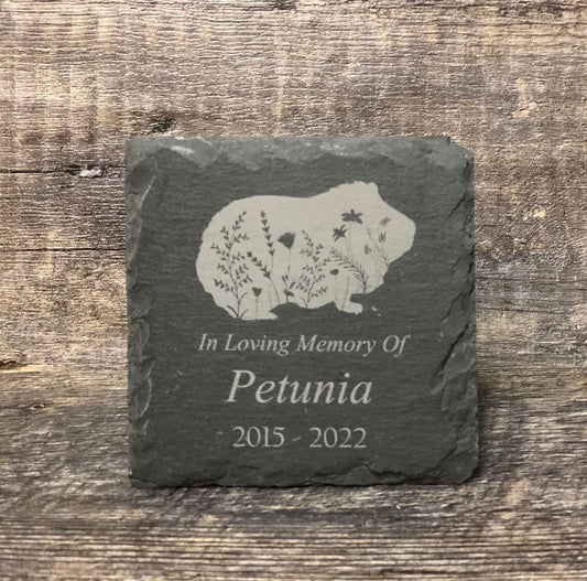 Guinea Pig Memorial Stone Pet Memory Stone Pet Loss Gift Grave Marker Remembrance Stone Memorial Plaque Slate Personalized Custom Engraved