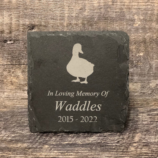 Duck Memorial Stone Pet Memory Stone Pet Loss Gift Grave Marker Remembrance Stone Memorial Plaque Slate Personalized Custom Engraved