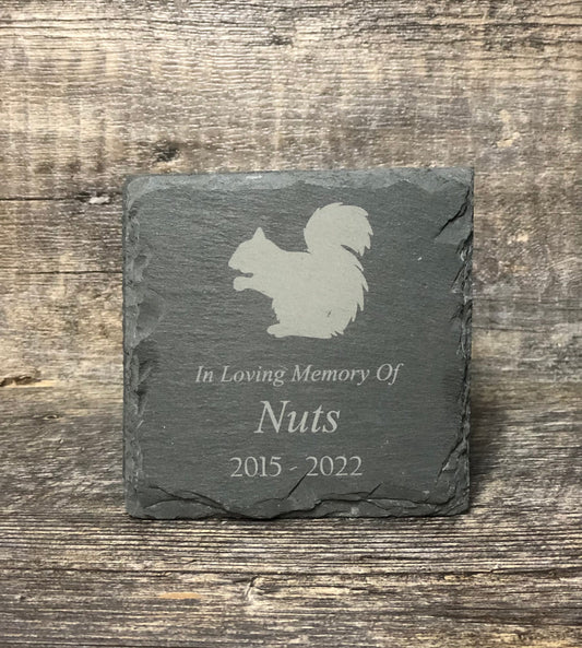 Squirrel Memorial Stone Pet Memory Stone Pet Loss Gift Grave Marker Remembrance Stone Memorial Plaque Slate Personalized Custom Engraved